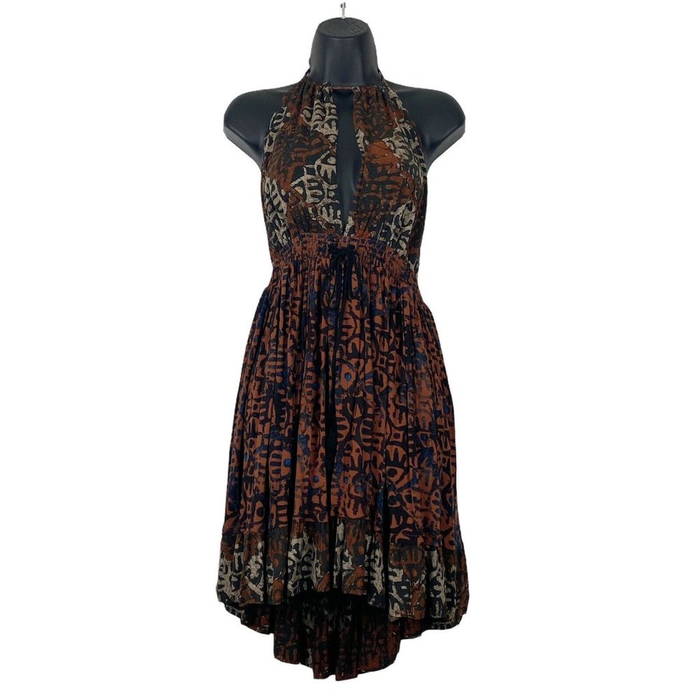 Free People Beach Day Halter Mini Ruffle Dress M - Picture 4 of 11